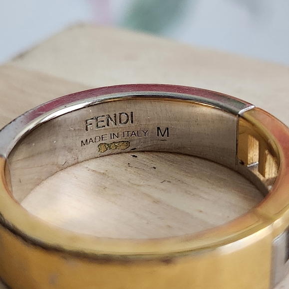 FENDI Gold Silver Tone Ring size 10 - Picture 4 of 6